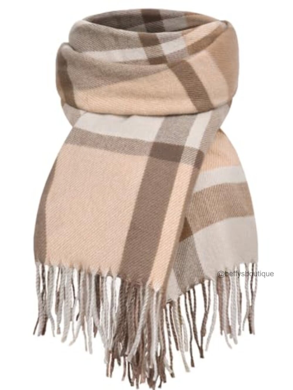 Women's Oversized Plaid Blanket Scarf Shawl Wrap with Tassels